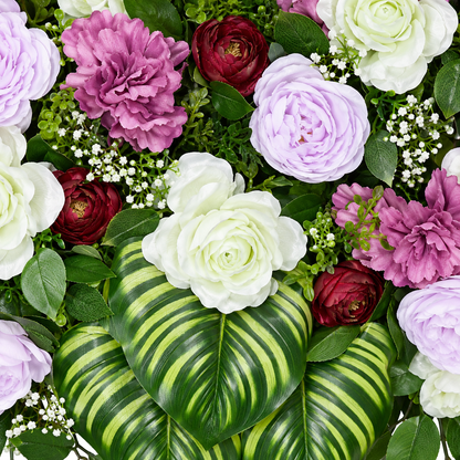 Artificial Lavender, Purple & Ivory Floral Channel Panel with Green Foliage for Wedding & Event Décor – 120 × 36 cm
