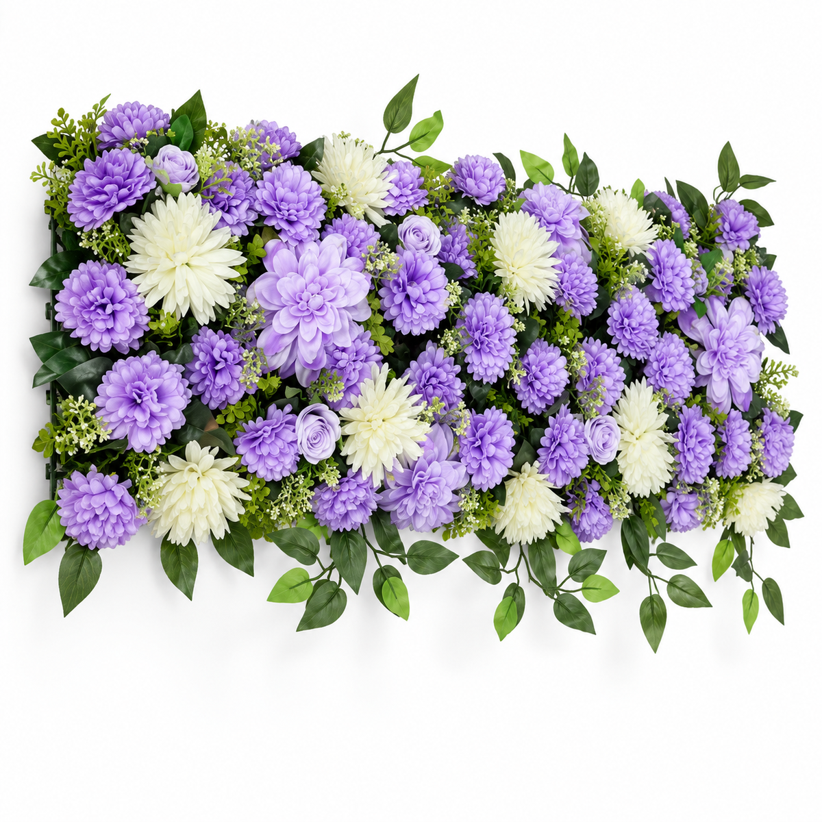 Artificial Lavender & Ivory Floral Channel Panel with Green Foliage for Wedding & Event Décor – 90 × 36 cm