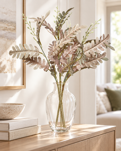 Artificial Ivory & Grey Decorative Leaf Bunch for Home, Wedding & Event Décor – 11 × 55 cm