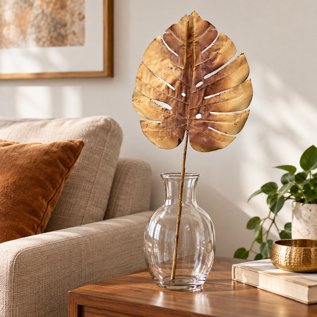 Artificial Gold Monstera Leaf Stick for Home, Wedding & Event Décor – 27 × 70 cm