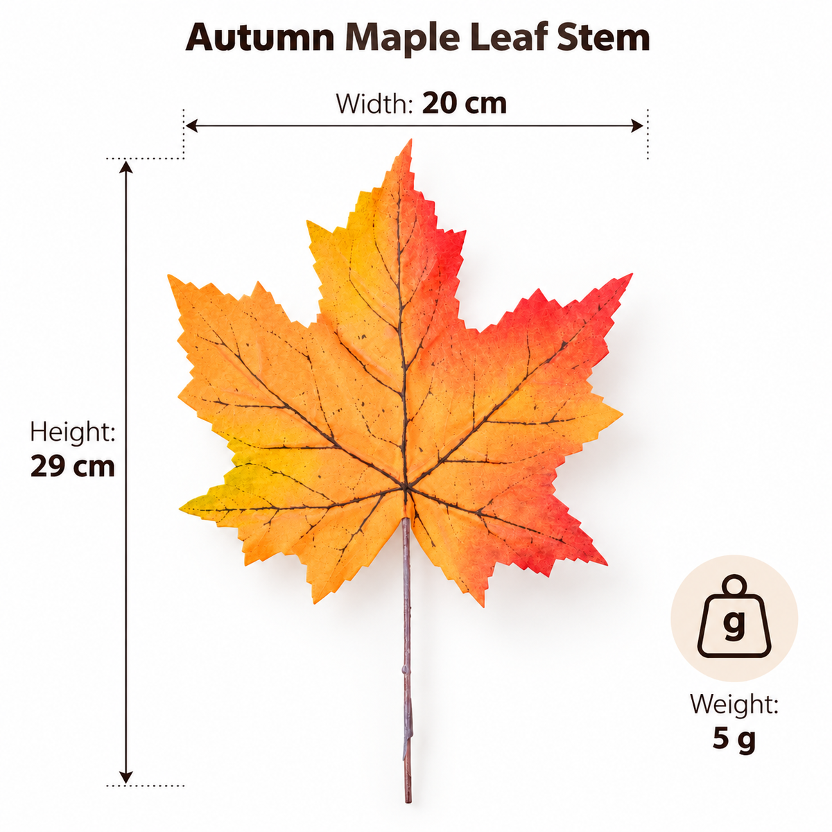 Artificial Orange & Yellow Autumn Maple Leaf Stick for Home & Festive Décor – 20 × 29 cm