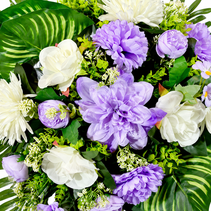 Artificial Lavender & Ivory Floral Bouquet with Roses & Green Foliage for Wedding & Event Décor – 40 × 50 cm