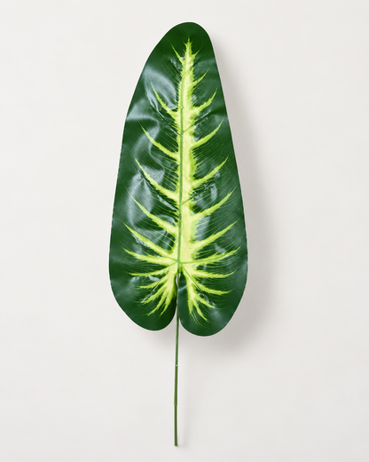Artificial Green & Yellow Variegated Leaf Stick for Home, Wedding & Event Décor