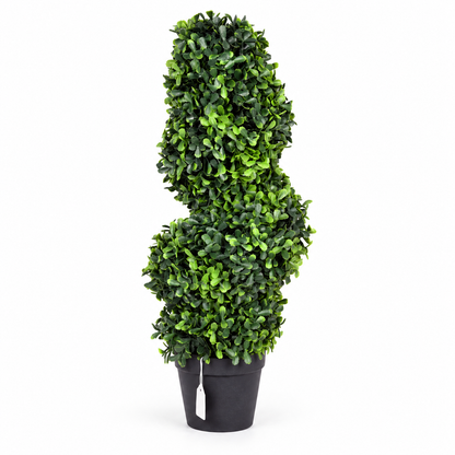 Artificial Green Spiral Topiary Plant with Black Pot for Home & Office Décor – 25 × 52 cm