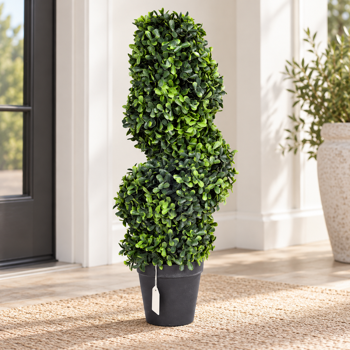 Artificial Green Spiral Topiary Plant with Black Pot for Home & Office Décor – 25 × 52 cm