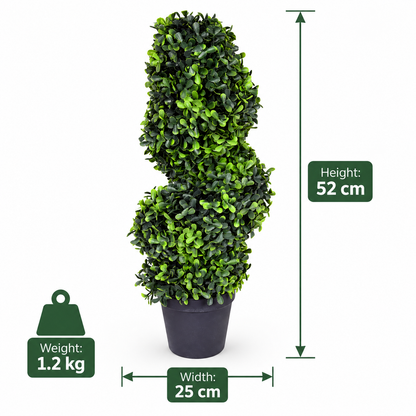 Artificial Green Spiral Topiary Plant with Black Pot for Home & Office Décor – 25 × 52 cm