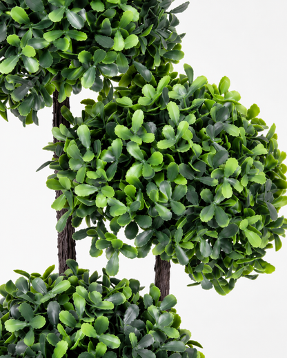 Artificial Green Triple Ball Topiary Plant with Black Pot for Home & Office Décor – 25 × 52 cm
