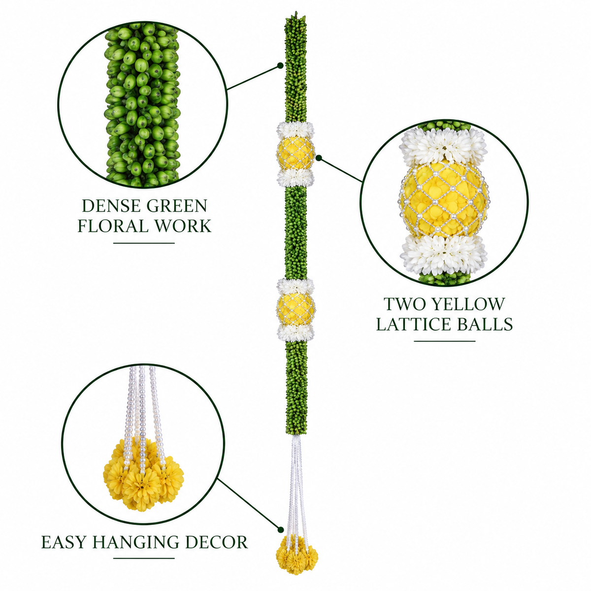 Artificial Flower Toran Bandanwar – Green & Yellow Floral Door Hanging Garland for Home, Diwali & Wedding Decoration