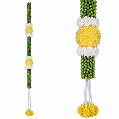 Artificial Flower Toran Bandanwar – Green & Yellow Floral Door Hanging Garland for Home, Diwali & Wedding Decoration