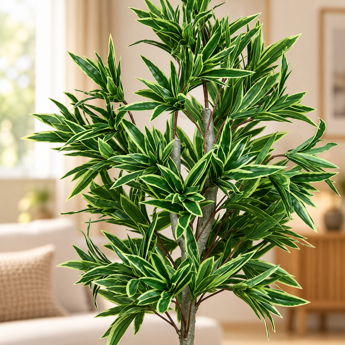 Artificial Variegated Song of India Potted Tree
