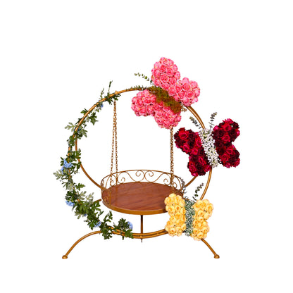 AFF Luxury Golden Floral Butterfly Hanging Swing Stand (Jhula / Display Stand)-Ganpati Stand 2Feet | AFF-Ganpatistand-01