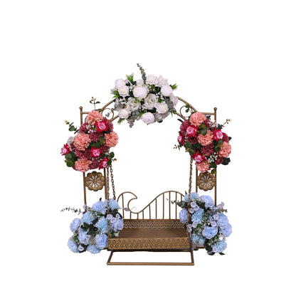 AFF Royal Golden Arched Swing Stand with Multi Floral Swags (Laddu Gopal Jhula / Display Stand)-Ganpati Stand 2Feet | AFF-Ganpatistand-05