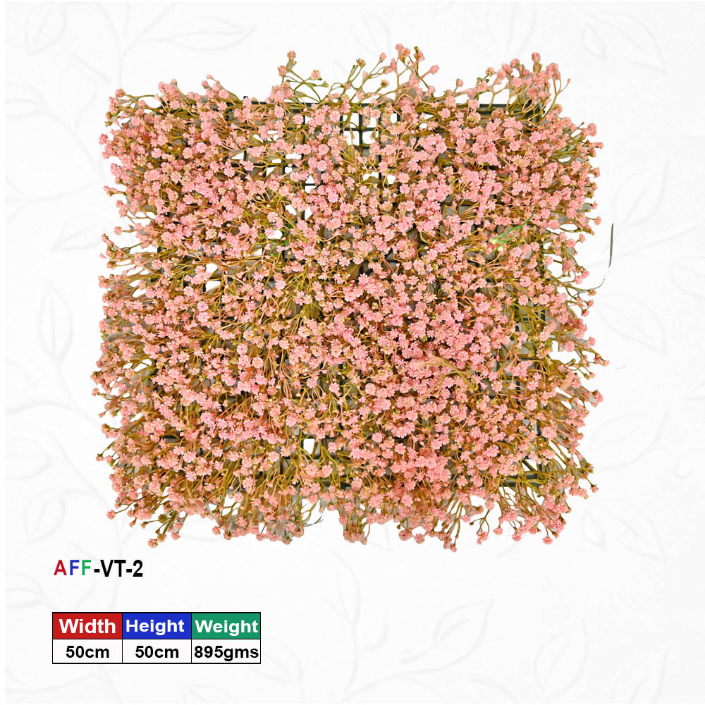 Artificial Flower Factory Premium Artificial Baby Pink Wall Panel (50x50 cm) â€“ Romantic Floral Backdrop for Home Decor, Wedding Wall, Balcony Privacy Screen & Photo Studio (1 Piece, AFF-VT-2)