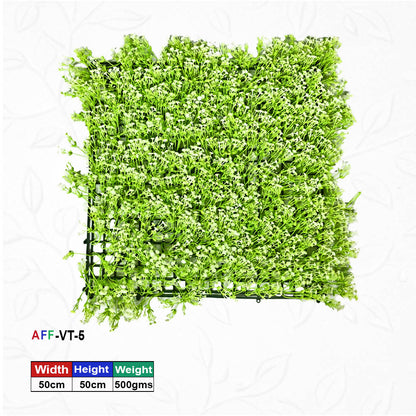Artificial Flower Factory Premium Artificial White Mini Grass Wall Panel (50x50 cm) â€“ Elegant Floral Backdrop for Home Decor, Wedding Wall & Balcony Privacy Screen