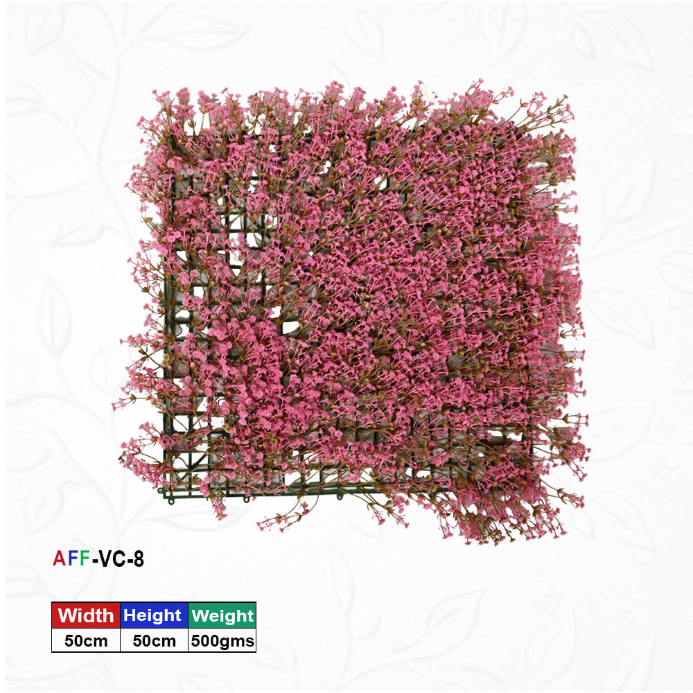 Artificial Flower Factory Premium Artificial Dark Pink Mini Grass Wall Panel (50x50 cm) â€“ Romantic Floral Backdrop for Home Decor, Wedding Wall & Photo Studio