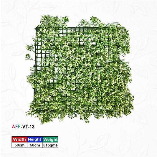 Artificial Flower Factory Premium Artificial White Mini Grass Wall Panel (50x50 cm) â€“ Elegant Floral Backdrop for Home Decor, Wedding Wall & Balcony Privacy Screen