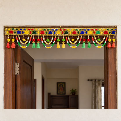 Multicolour Traditional Beaded Door Toran with Colourful Tassels for Wedding & Festive Decoration – 102 cm | Pack of 1
