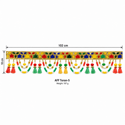 Multicolour Traditional Beaded Door Toran with Colourful Tassels for Wedding & Festive Decoration – 102 cm | Pack of 1