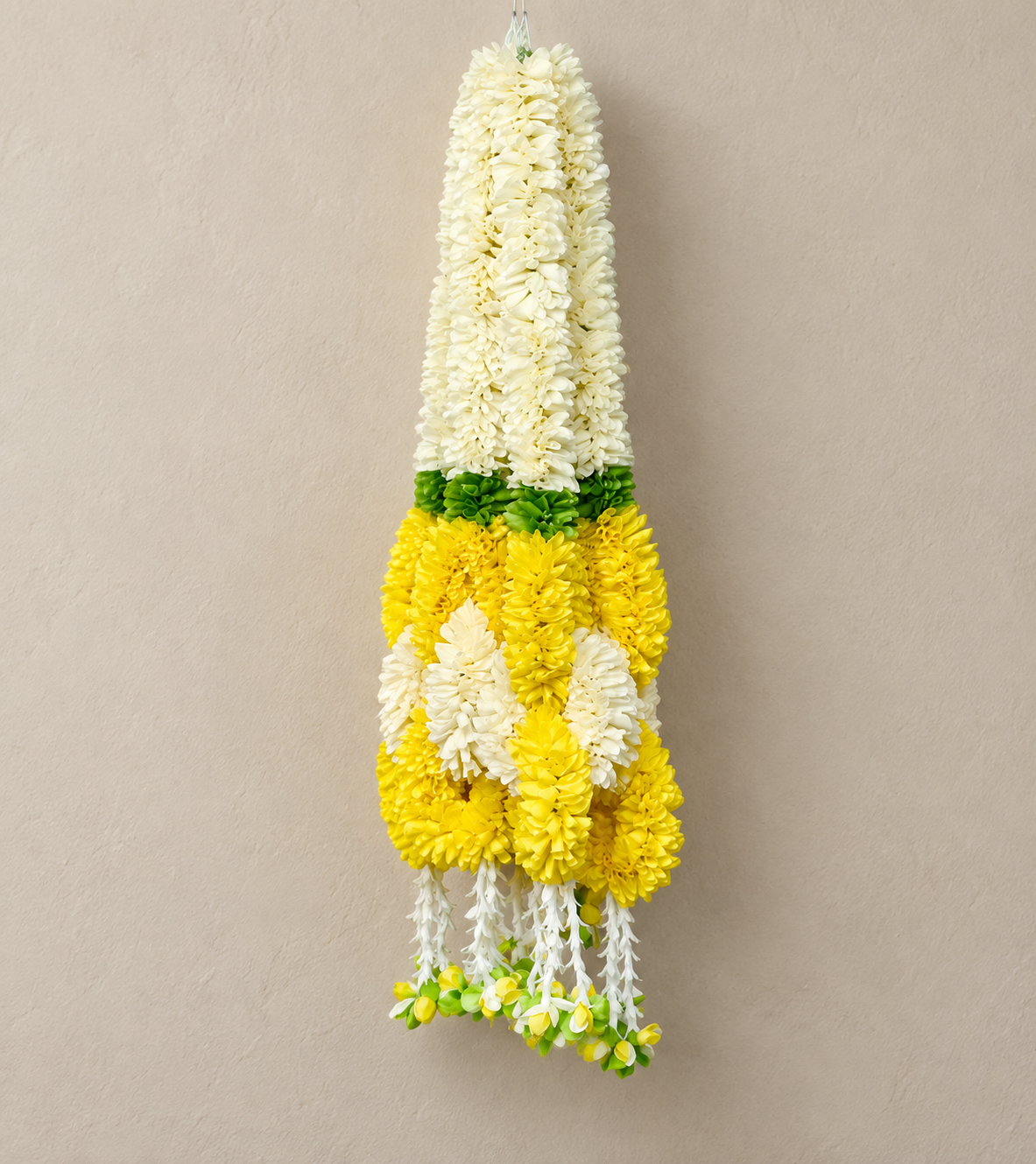 Artificial Small Flower Garland Sakad Ladi Yellow & White | Pack of 10