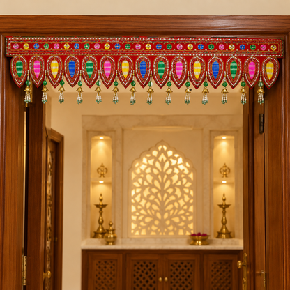 Multicolour Traditional Beaded Door Toran with Pearl Tassels for Wedding & Festive Decoration – 103 cm | Pack of 1