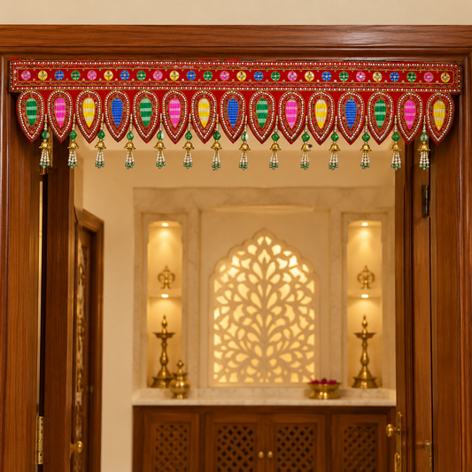 Multicolour Traditional Beaded Door Toran with Pearl Tassels for Wedding & Festive Decoration – 103 cm | Pack of 1