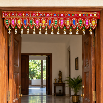 Multicolour Traditional Beaded Door Toran with Pearl Tassels for Wedding & Festive Decoration – 103 cm | Pack of 1