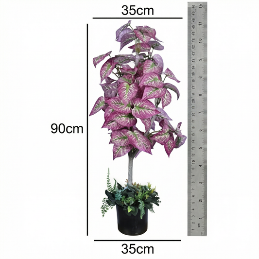 Artificial Plant Variegated Caladium Potted Tree
