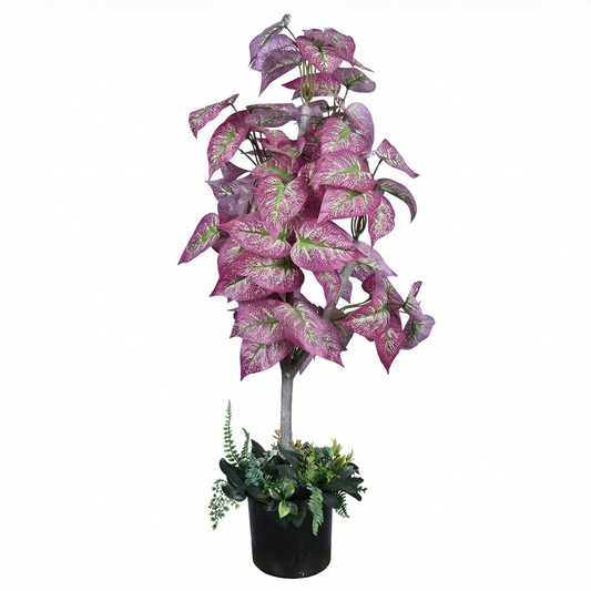 Artificial Plant Variegated Caladium Potted Tree