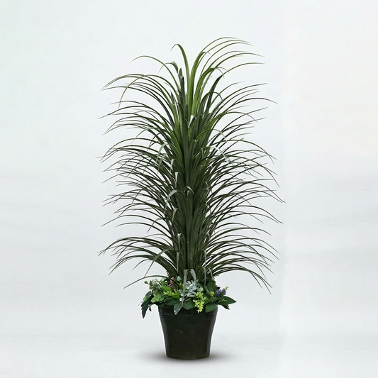 Artificial Plant Fountain Grass with Mixed Floral Base