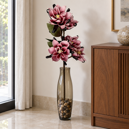 Artificial Mauve Pink Flower Stick with Black Accents – 120 cm Decorative Floral Spray for Home & Wedding Décor