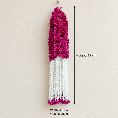 Artificial Magenta & White Floral Hanging Jhumar for Wedding & Festive Decoration – 65 cm | Pack of 10