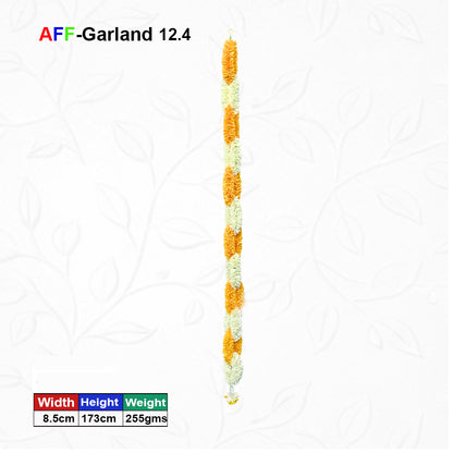 Artificial Flower Garland Sakad Ladi orange & White | AFF-Garland-12.4  | Price Rs.750/Piece