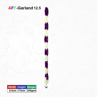 Artificial Flower Garland Sakad Ladi Dark Purple & White | AFF-Garland-12.5  | Price Rs.750/pcs