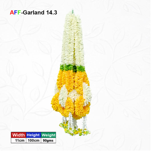 Artificial Small Flower Garland Sakad Ladi Orange & White | AFF-Garland-14.3 | Price Rs.1800/10pcs