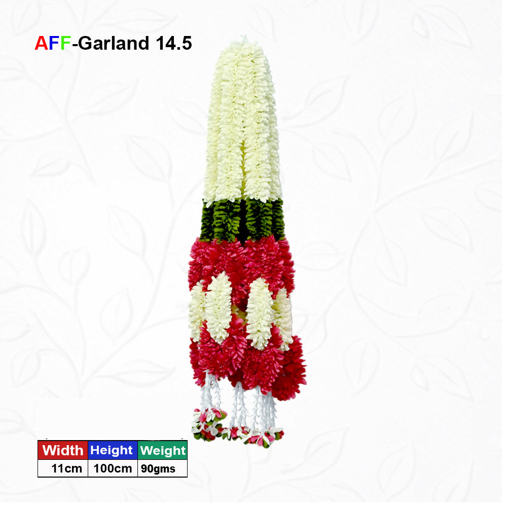 Artificial Small Flower Garland Sakad Ladi Red & White | AFF-Garland-14.5 | Price Rs.1800/10pcs