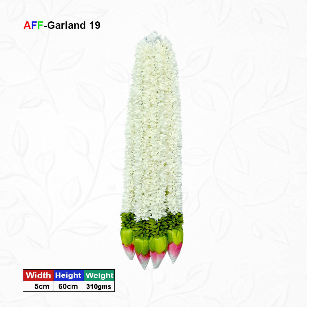 Artificial Mogra Ladi with Small Green Lotus | AFF-Garland-19  | Price Rs.900/10pcs