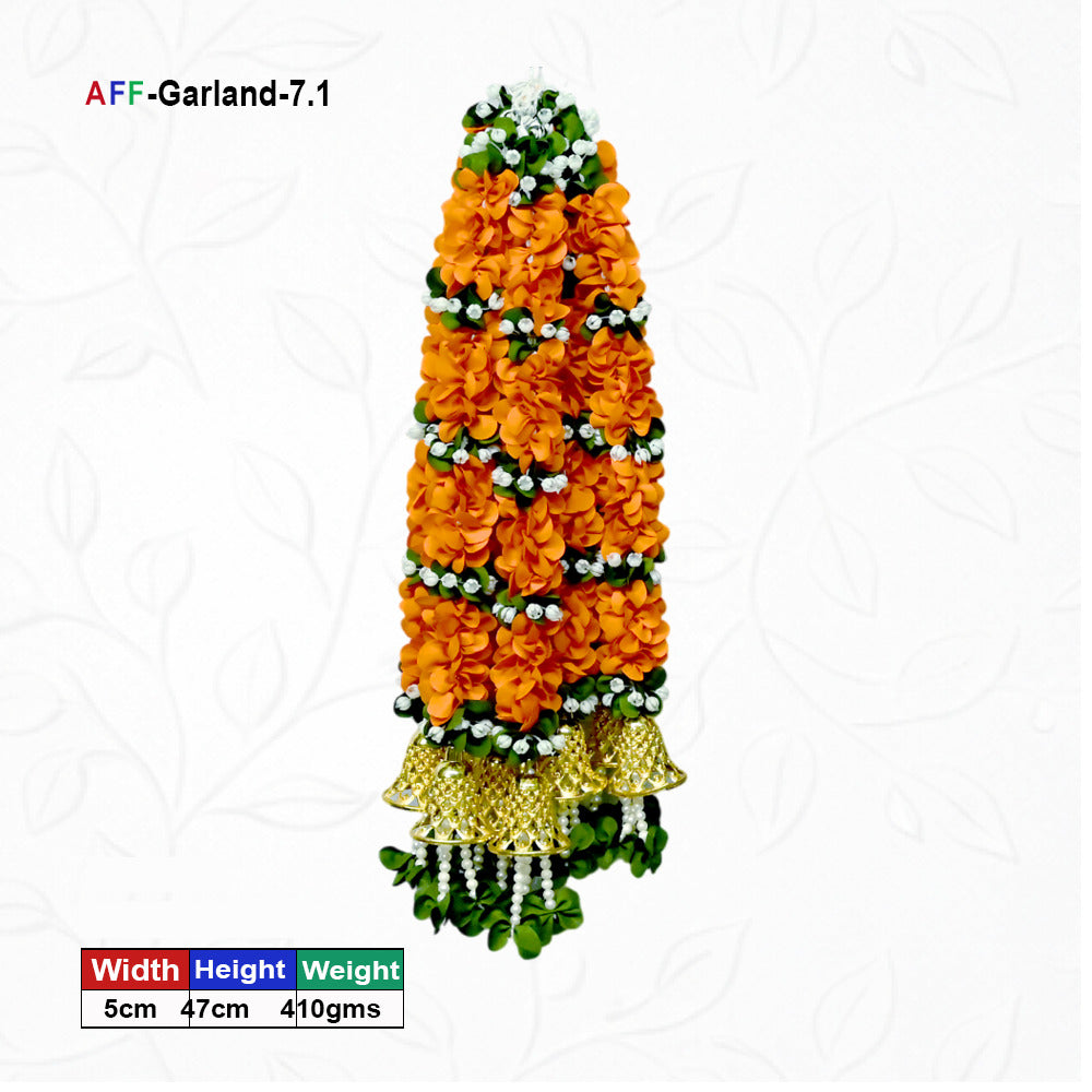Artificial Flower Garland with Golden Bell | AFF-Garland-7.1  | Price Rs.780/10pcs