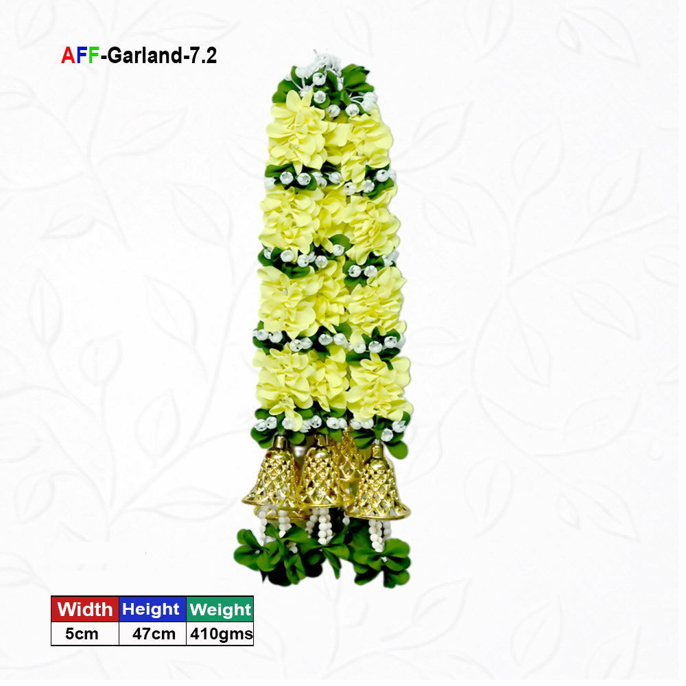 Artificial Flower Garland with Golden Bell | AFF-Garland-7.2 | Price Rs.780/10pcs {Different colors are available}