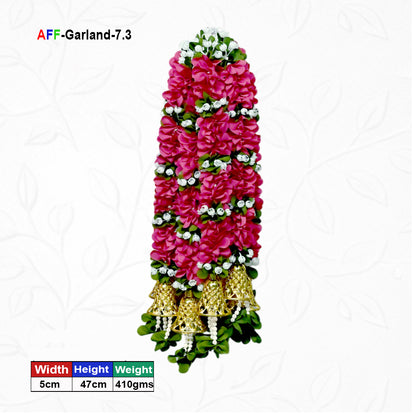 Artificial Flower Garland with Golden Bell | AFF-Garland-7.3  | Price Rs.780/10pcs