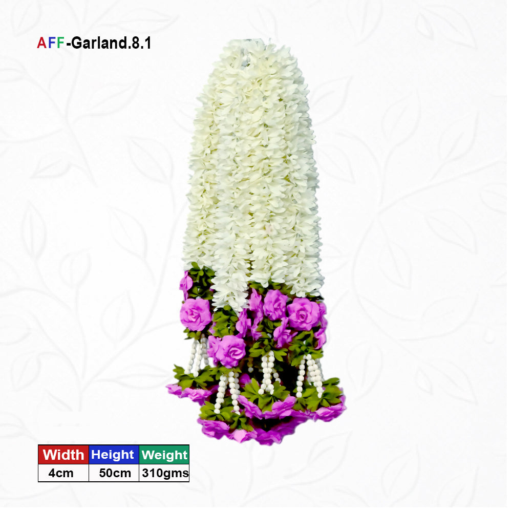 Artificial Flower Garland with Rose Pearl | AFF-Garland-8.1 | Price Rs.1200/10pcs {Different colors are available}