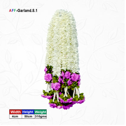 Artificial Flower Garland with Rose Pearl | AFF-Garland-8.1 | Price Rs.1200/10pcs {Different colors are available}