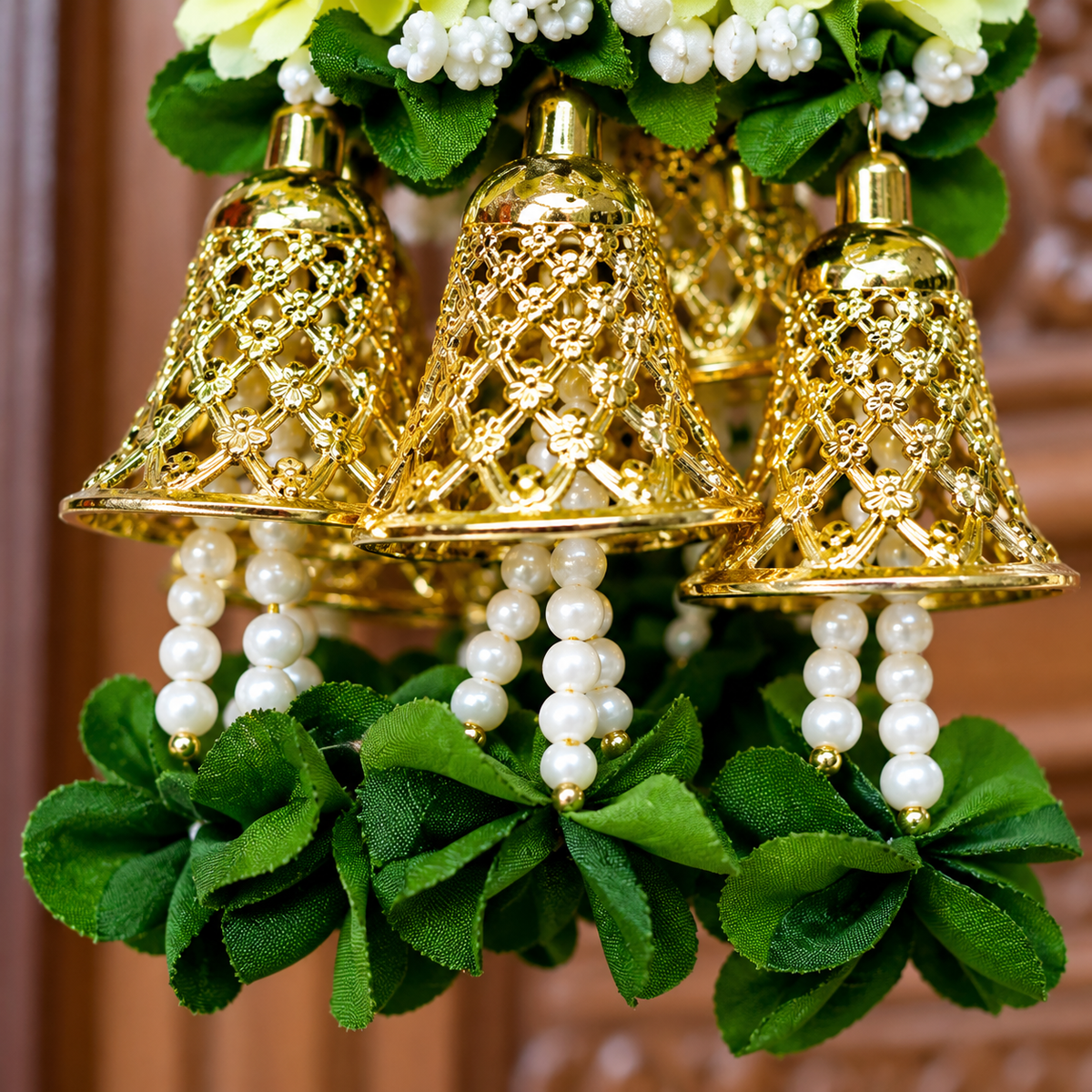 Artificial Flower Garland with Golden Bell | AFF-Garland-7.2 | {Different colors are available}