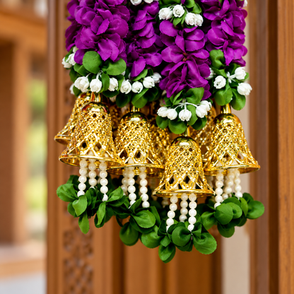 Artificial Flower Garland with Golden Bell | Pack of 10