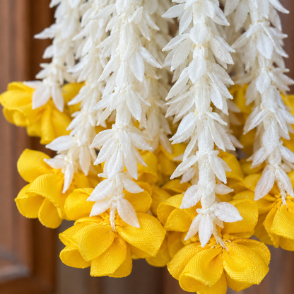 Artificial Yellow & White Floral Hanging Jhumar for Wedding & Festive Decoration – 65 cm | Pack of 10