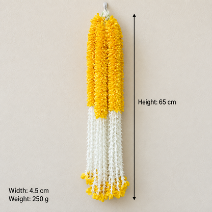 Artificial Yellow & White Floral Hanging Jhumar for Wedding & Festive Decoration – 65 cm | Pack of 10