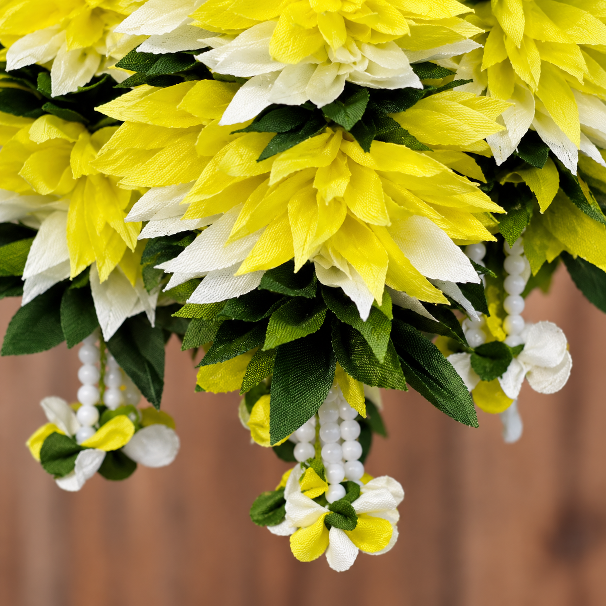 Artificial White & Yellow Flower Garland for Wedding & Festive Decoration – 65 cm | PAck of 10