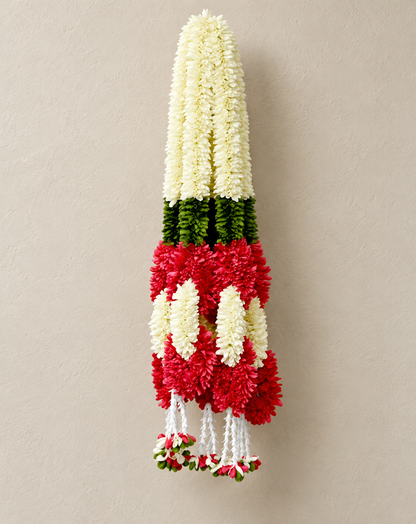 Artificial Small Flower Garland Sakad Ladi Red & White | Pack of 10