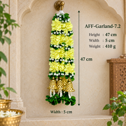 Artificial Flower Garland with Golden Bell | AFF-Garland-7.2 | {Different colors are available}