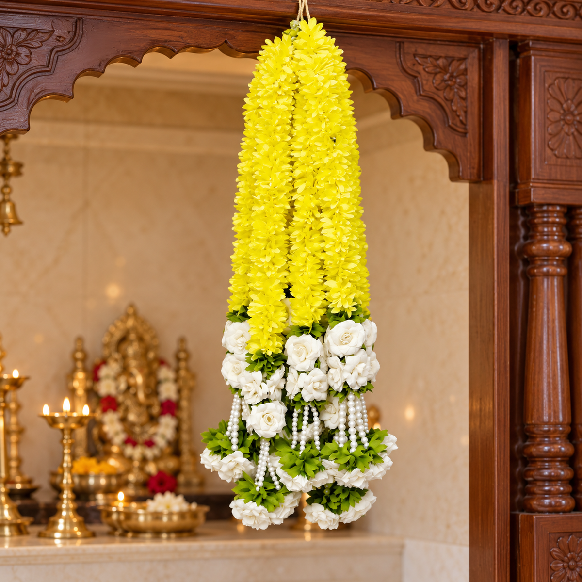 Artificial Flower Garland with Rose Pearl |Pack of 10