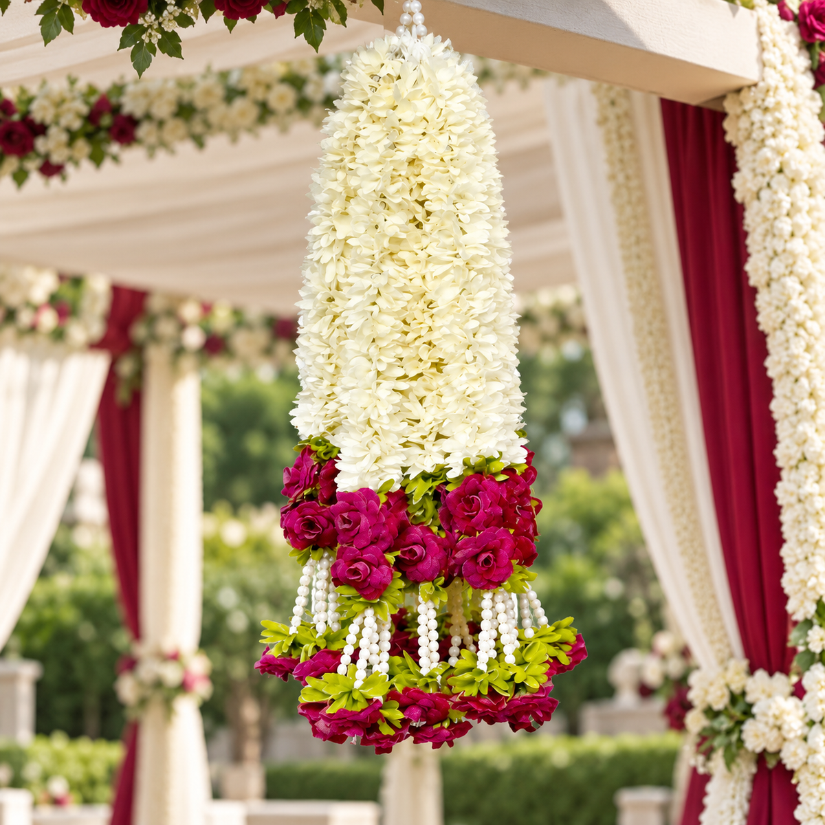 Artificial Flower Garland with Rose Pearl | Pack of 10